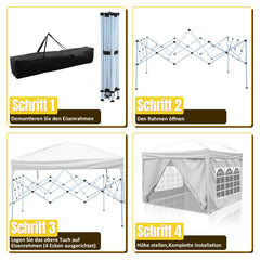 Ikodm Faltpavillon Pop-Up Pavillon mit Seitenwände 3x3m