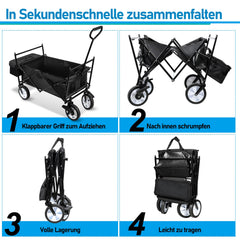 Ikodm Bollerwagen mit Dach Faltbar Tragfähigkeit 80kg
