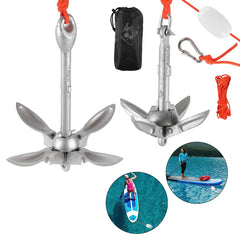 Ikodm Bootsanker Faltanker Klappanker Ankerset Leine for Schlauchboot 0.7kg/1.5kg