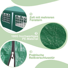 Ikodm Pavillon Partyzelt 3x6m Wasserdicht mit Seitenteilen