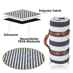 Ikodm Picknickdecke Wasserdicht Tragbar 200×200cm
