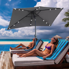 Ikodm Sonnenschirm 210x140 / 300x200cm Rechteckig mit LED Solar