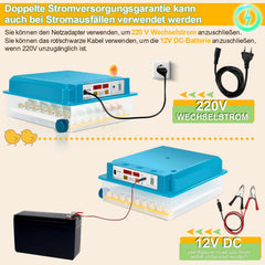 Ikodm Brutautomat Vollautomatisch Inkubator für Hühner 64 Eier