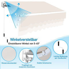 Ikodm Gelenkarmmarkise Terrassenmarkise Alu mit Handkurbel