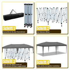 Ikodm Pop-Up Pavillon Gazebo mit Zentralverriegelung 3x6m