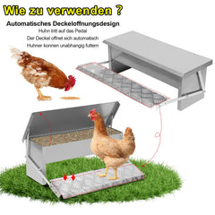 Ikodm Futterautomat für hühner Fußpedal selbstöffnender 5kg