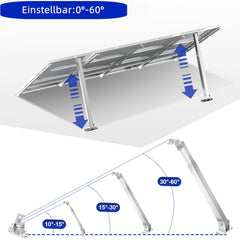 Ikodm Solarpanel Halterung Verstellbar 0-60° Aluminium 1 Paar