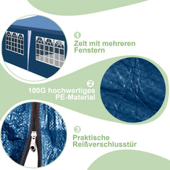 Ikodm Partyzelt Pavillon 3x3m Wasserdicht mit Seitenteilen