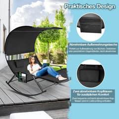 Ikodm Doppelliege Sonnenliege mit Sonnendach Outdoor