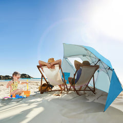 Ikodm 2 in 1 Sonnenschirm Strandmuschel 210cm x 200cm