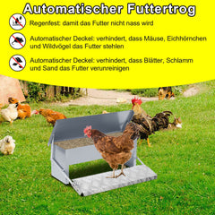 Ikodm Futterautomat für hühner Fußpedal selbstöffnender 5kg
