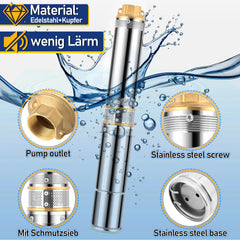 Ikodm Tiefbrunnenpumpe für Gartenbewässerung Edelstahl