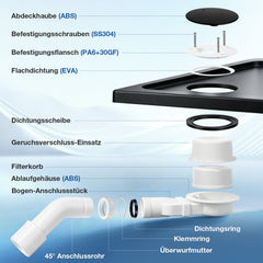 Ikodm Ablaufgarnitur Ø90mm Duschwanne Siphon, 20L/Min Ablaufleistung