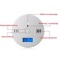 Ikodm CO Melder Alarm Kohlenmonoxid Gasmelder Rauchmelder Gaswarner LCD Anzeige Kohlenmonoxidmelder Brandschutz