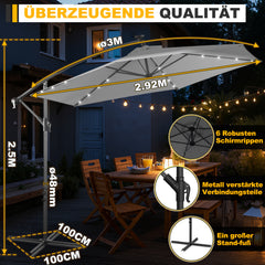 Ikodm Ampelschirm Ø3m Ø3.5m mit Solar LED