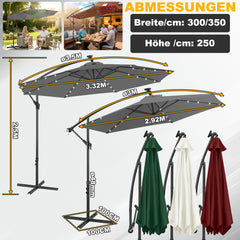 Ikodm Ampelschirm Ø3m Ø3.5m mit Solar LED
