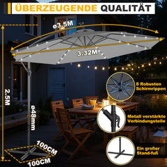 Ikodm Ampelschirm Ø3m Ø3.5m mit Solar LED