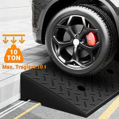 Ikodm 2x Auffahrrampe Anhängerrampe Rollstuhl 10T Bordsteinrampe Voll Gummi 49*30*11cm