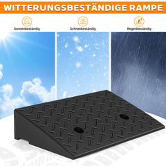 Ikodm 2x Auffahrrampe Anhängerrampe Rollstuhl 10T Bordsteinrampe Voll Gummi 49*30*11cm