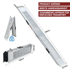 Ikodm 2x Auffahrrampe verzinkt Laderampe Auffahrschiene mit Griff Klappbar 400kg