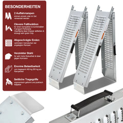 Ikodm 2x Auffahrrampe verzinkt Laderampe Auffahrschiene mit Griff Klappbar 400kg