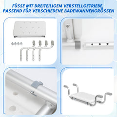 Ikodm Badewannensitz bis 136 kg, Verstellbarer Badebrett 71-82cm, rutschfest mit Aluminiumgestell, PE-Sitzfläche mit Wasserablauflöchern, Ideal für Senioren Behinderte Pflegebedürftige