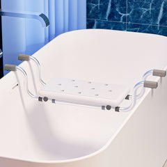 Ikodm Badewannensitz bis 136 kg, Verstellbarer Badebrett 71-82cm, rutschfest mit Aluminiumgestell, PE-Sitzfläche mit Wasserablauflöchern, Ideal für Senioren Behinderte Pflegebedürftige