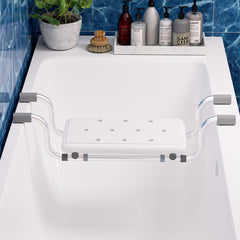 Ikodm Badewannensitz bis 136 kg, Verstellbarer Badebrett 71-82cm, rutschfest mit Aluminiumgestell, PE-Sitzfläche mit Wasserablauflöchern, Ideal für Senioren Behinderte Pflegebedürftige