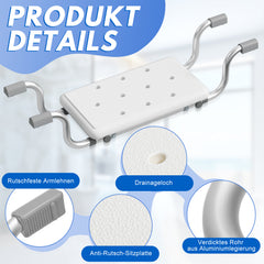 Ikodm Badewannensitz bis 136 kg, Verstellbarer Badebrett 71-82cm, rutschfest mit Aluminiumgestell, PE-Sitzfläche mit Wasserablauflöchern, Ideal für Senioren Behinderte Pflegebedürftige