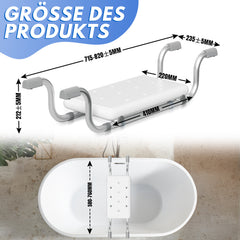 Ikodm Badewannensitz bis 136 kg, Verstellbarer Badebrett 71-82cm, rutschfest mit Aluminiumgestell, PE-Sitzfläche mit Wasserablauflöchern, Ideal für Senioren Behinderte Pflegebedürftige