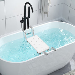 Ikodm Badewannensitz bis 136 kg, Verstellbarer Badebrett 71-82cm, rutschfest mit Aluminiumgestell, PE-Sitzfläche mit Wasserablauflöchern, Ideal für Senioren Behinderte Pflegebedürftige