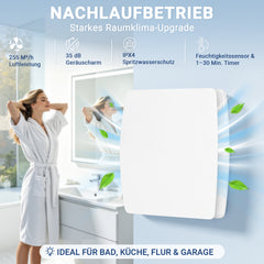 Ikodm Badlüfter 100/150mm Feuchtigkeitssensor Timer leise 35dB Abluftventilator Weiß