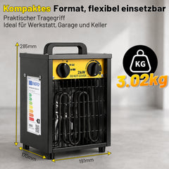 Ikodm Bauheizer mit Metallgehäuse, Heizlüfter mit Thermostat