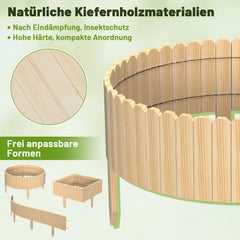 Ikodm Flexible Beeteinfassung aus Holz für Garten & Blumenbeete