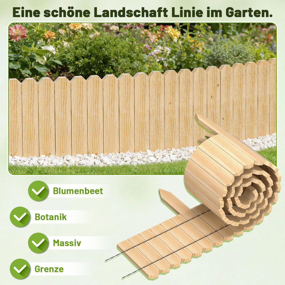 Ikodm Flexible Beeteinfassung aus Holz für Garten & Blumenbeete