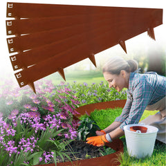 Ikodm Rasenkante Metall Beetumrandung mit Dornen 15cm/18cm Rost Corten