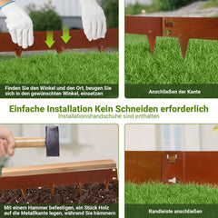 Ikodm Rasenkante Metall Beetumrandung mit Dornen 15cm/18cm Rost Corten