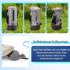 Ikodm Campingdusche 12L Tragbarmit Fusspumpe