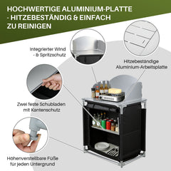 Ikodm Campingküche mit Alu-Arbeitsplatte Outdoor Kochstation