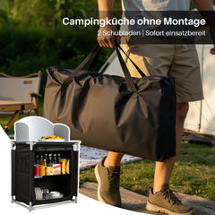 Ikodm Campingküche mit Alu-Arbeitsplatte Outdoor Kochstation