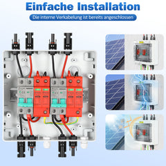 Ikodm PV-Combiner-Box 1000W 32A mit Überspannungsschutz & Sicherungsautomat