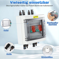 Ikodm PV-Combiner-Box 1000W 32A mit Überspannungsschutz & Sicherungsautomat