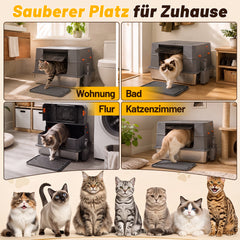 Ikodm Edelstahl Katzenklo XXXL mit hohem Rand, halb offen