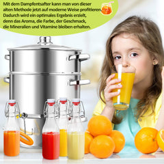 Ikodm Dampfentsafter 16L, Fruchtentsafter Ø 26cm, Edelstahl Entsafter Saftpresse für alle Herdarten geeignet