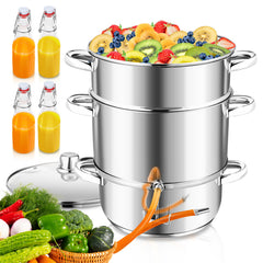 Ikodm Dampfentsafter 16L, Fruchtentsafter Ø 26cm, Edelstahl Entsafter Saftpresse für alle Herdarten geeignet