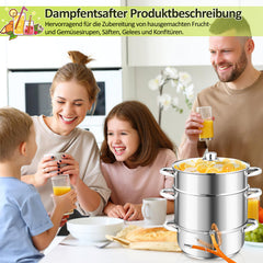 Ikodm Dampfentsafter 16L, Fruchtentsafter Ø 26cm, Edelstahl Entsafter Saftpresse für alle Herdarten geeignet