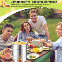 Ikodm Dampfentsafter 16L, Fruchtentsafter Ø 26cm, Edelstahl Entsafter Saftpresse für alle Herdarten geeignet