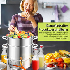 Ikodm Dampfentsafter 16L, Fruchtentsafter Ø 26cm, Edelstahl Entsafter Saftpresse für alle Herdarten geeignet