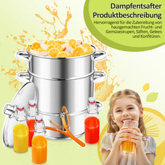Ikodm Dampfentsafter 16L, Fruchtentsafter Ø 26cm, Edelstahl Entsafter Saftpresse für alle Herdarten geeignet