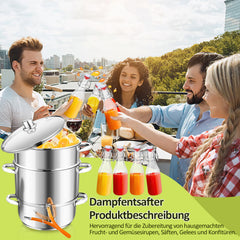 Ikodm Dampfentsafter 16L, Fruchtentsafter Ø 26cm, Edelstahl Entsafter Saftpresse für alle Herdarten geeignet